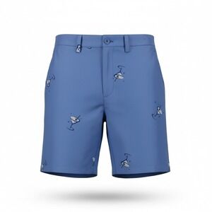 Liquid Flow Mens Golf Print Golf Shorts Blue Fun Pattern Casual Cruise wear‎